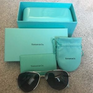 Tiffany & Co Silver and Pearl Aviator Sunglasses